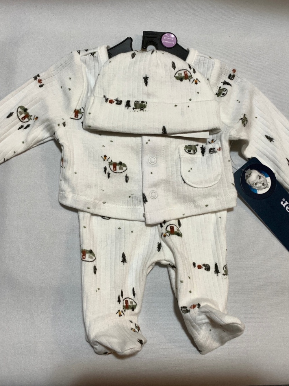 Gerber Preemie Baby 3 Piece Camper Outfit - New With Tags